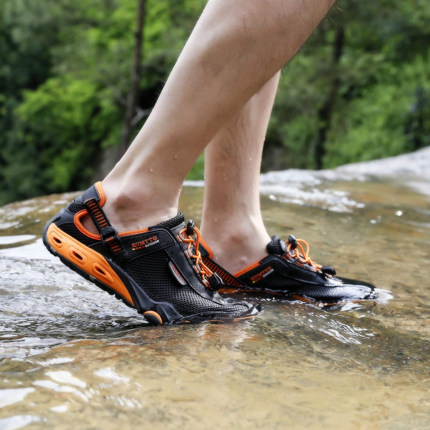 HUMTTO Men's Amphibious Water Shoes - Outdoor Hiking Sandals for Men Summer Non-Slip Quick Drying Water Sandals River Shoes 10.5 Black