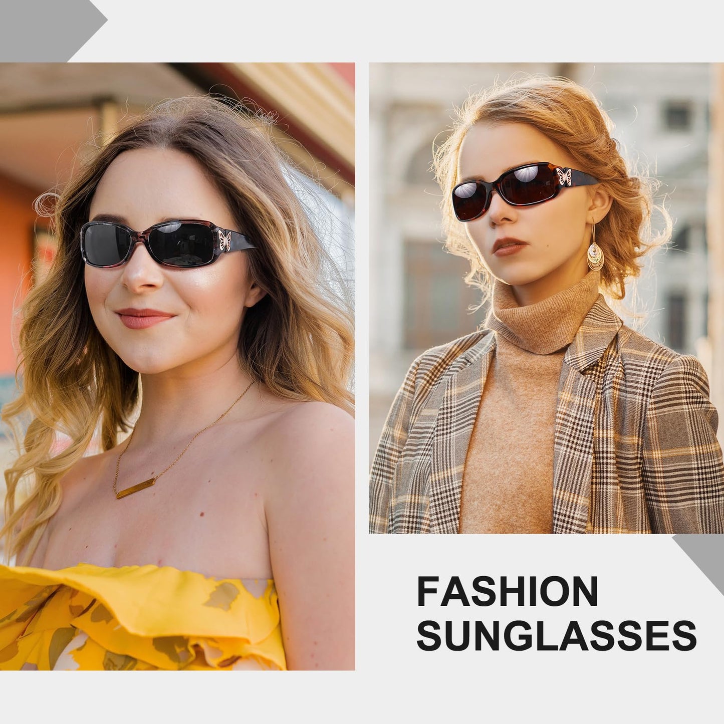 HAOLOTA Women's Polarized Sunglasses - Fashionable Wraparound Butterfly Design with UV400 Protection