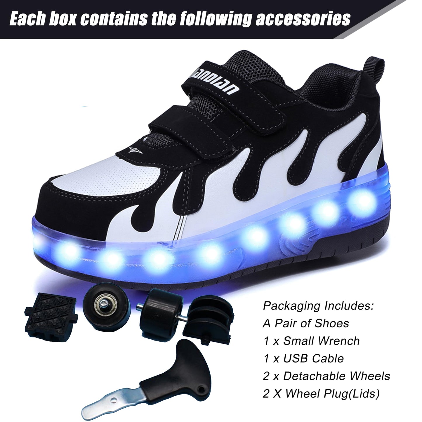 AIkuass Boys Roller Shoes LED Sneakers with Wheels Kids Skate Shoes Gifts for Christmas Birthday Children Day
