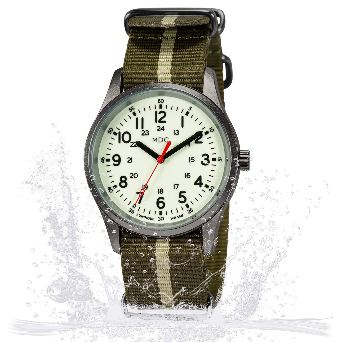 Infantry Glow in The Dark Military Watches for Men Analog Tactical Men's Wrist Watch Luminous Work Outdoor Sport Waterproof Field Wristwatch Green Nylon Band