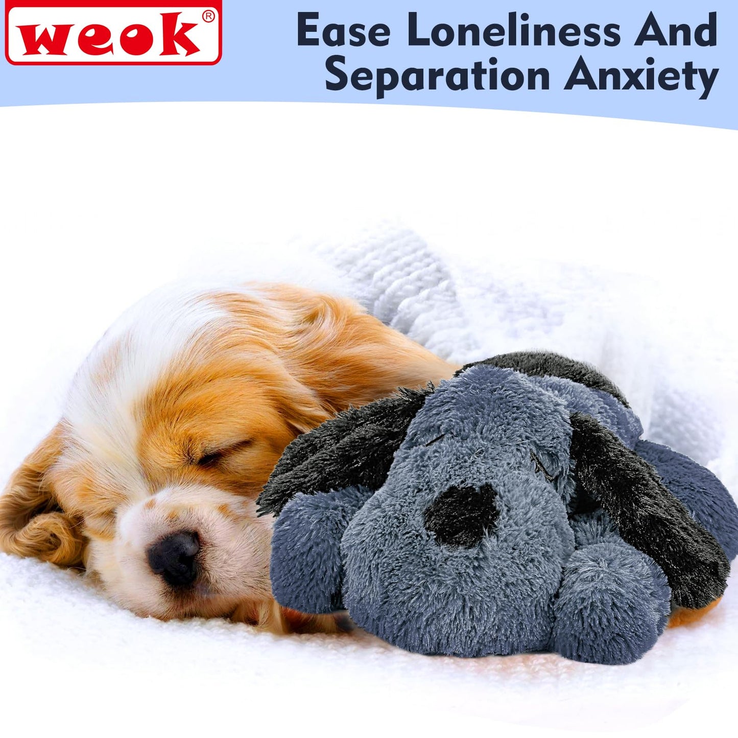 Heartbeat Dog Toy for Puppy- Heartbeat Helps for Dog Anxiety Relief and Calming Aid, Puppy Heartbeat Stuffed Animal Anxiety Calming Behavioral Aid Puppy Heartbeat Toy Sleep aid for Dogs Cats Pets