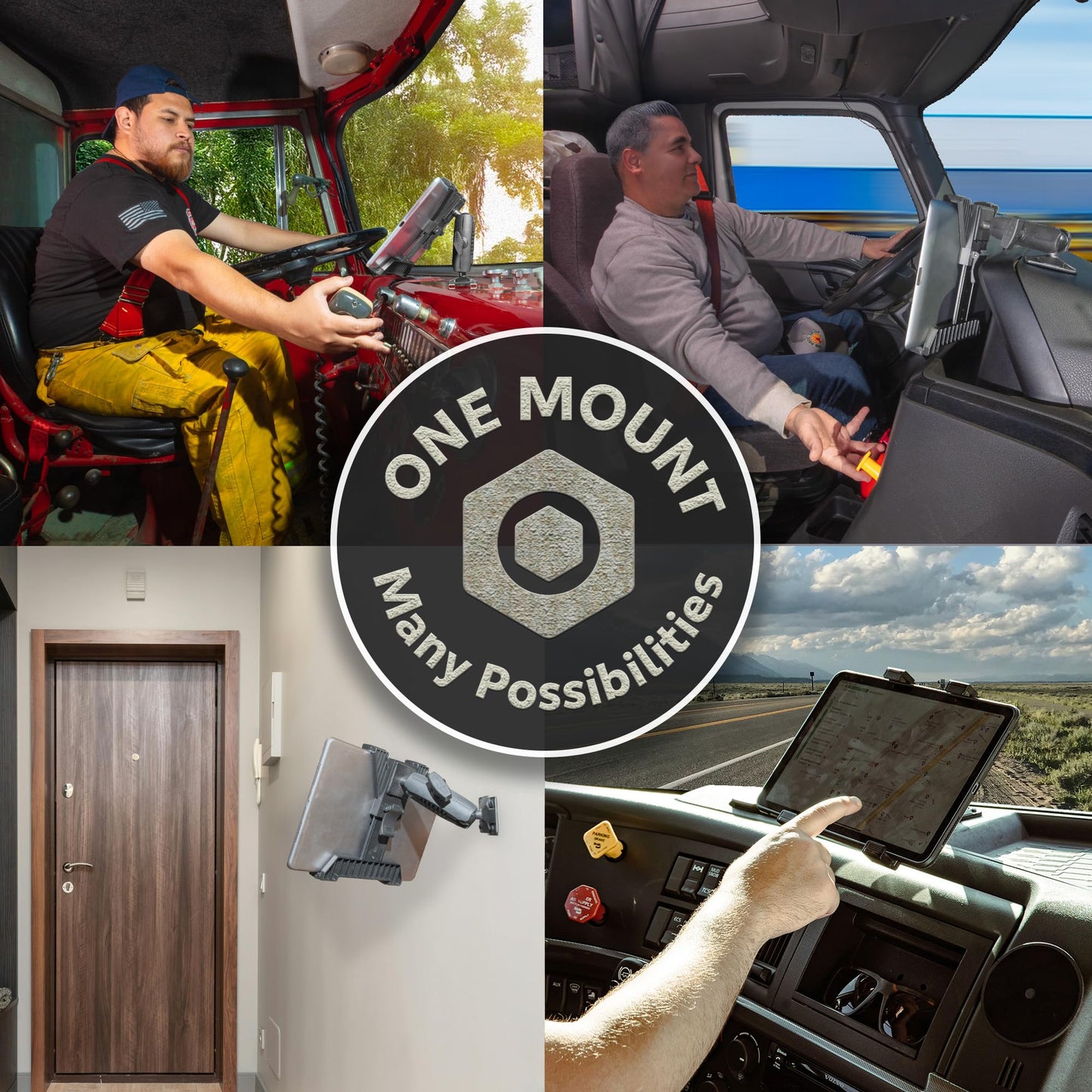 iBOLT TabDock Bizmount AMPs - Heavy Duty Drill Base Mount for All 7" - 10" Tablets- Great for Commercial Vehicles, Trucks, and Wall Mounting- Features 1 inch / 25mm Ball Joint