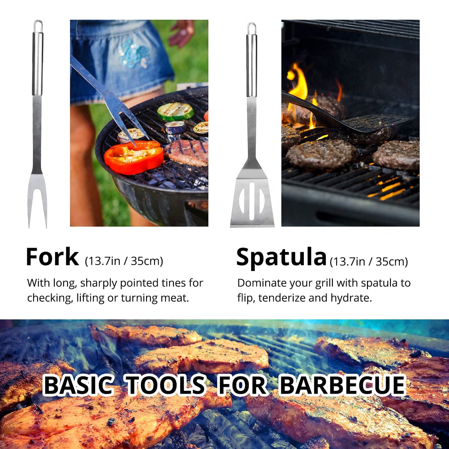 BBQ Utensil Set Stainless Steel Professional Barbecue Accessories Grill Tool with Bag Easy to Carry