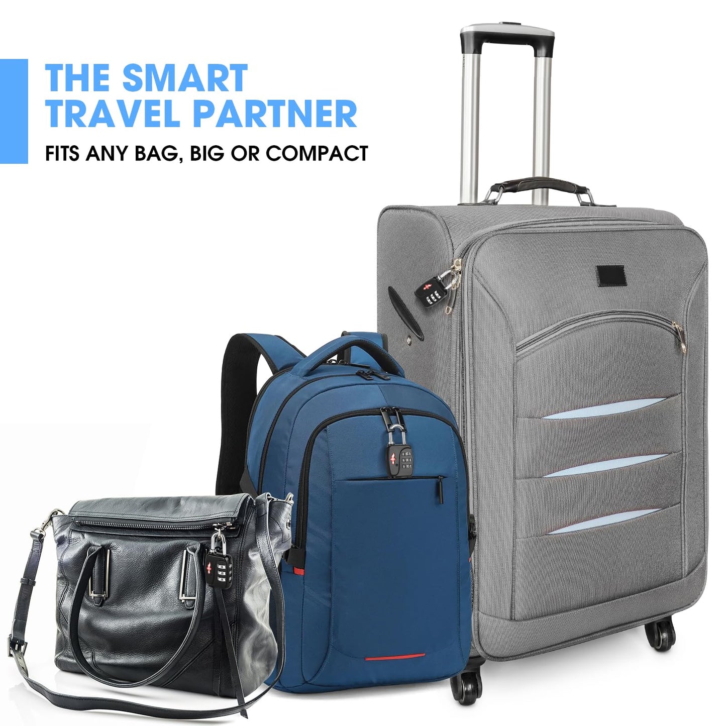 iGurutr TSA Locks 4-Pack - Ultra Lightweight Travel & Gym Combo Locks (54g Each!), TSA Approved Secure Luggage Locks for Suitcases, School Backpacks, Lockers - 3-Digit Code, 2.36in Compact Design