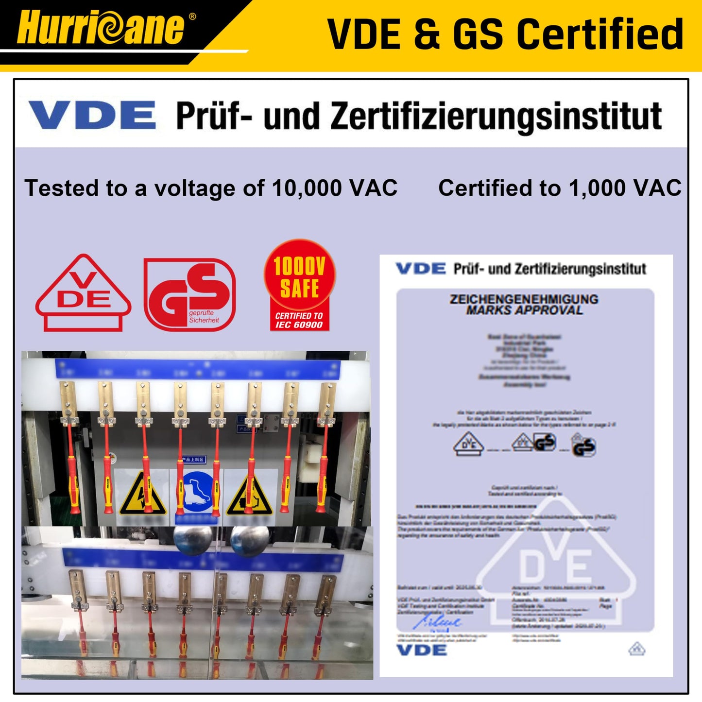 HURRICANE 1000V Precision Insulated Screwdriver Set, 6 Piece Insulated Electrician Screwdriver Set with Magnetic Tips for Electrical Repairs. Slotted(1.8mm, 2.0mm, 2.5mm, 3.0mm), Phillips(PH00, PH0)