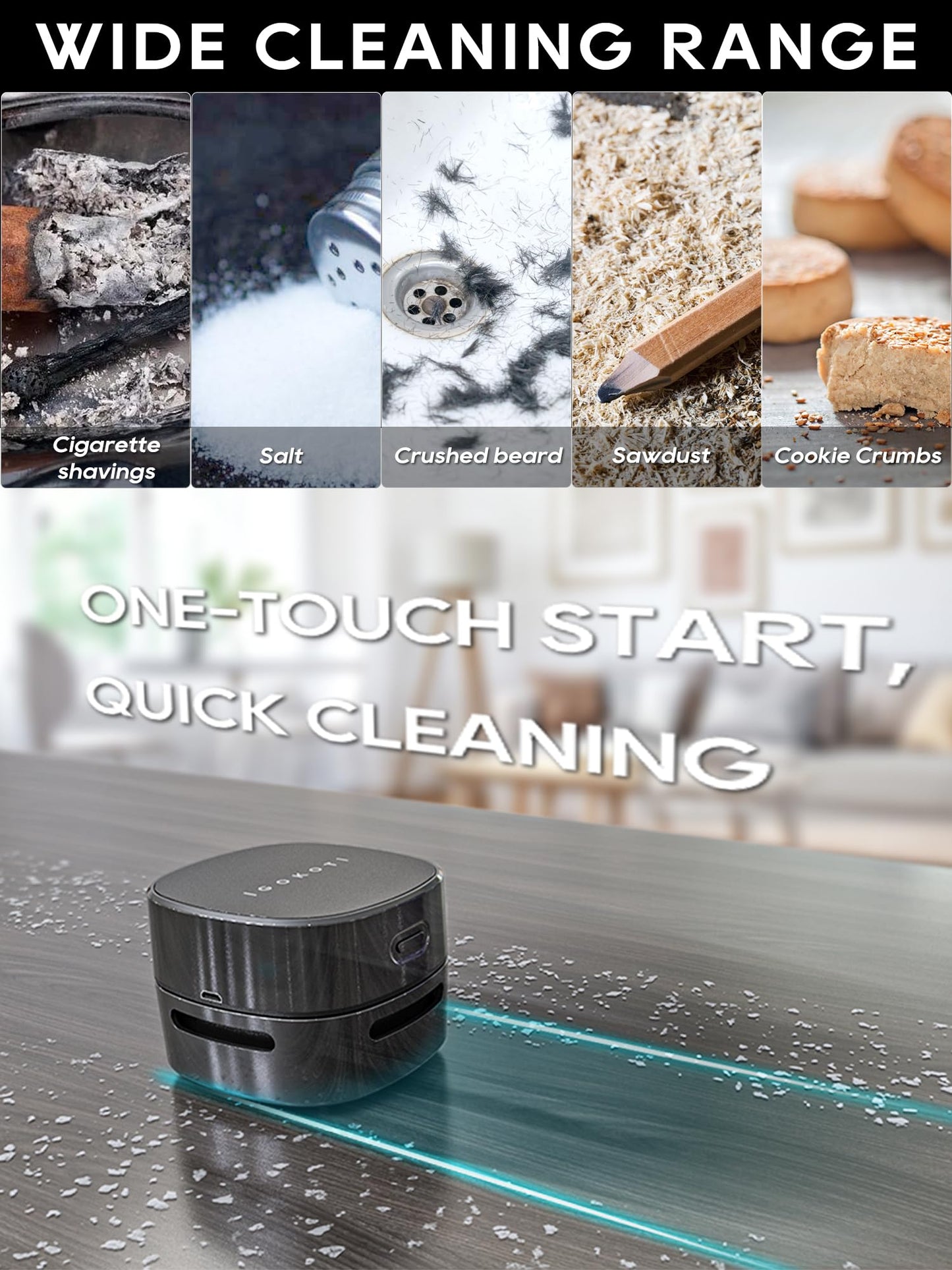 IGOKOTI Desk Vacuum, Mini Vacuum Cleaner, Tabletop Vacuum Cleaners Battery Operated Handheld Design (no Battery Included)