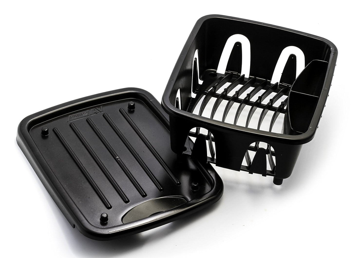 Camco Mini Dish Drainer and Tray - Fits RV Sinks and Small Counter Spaces - Durable Heavy-Duty Construction - Black (43512)