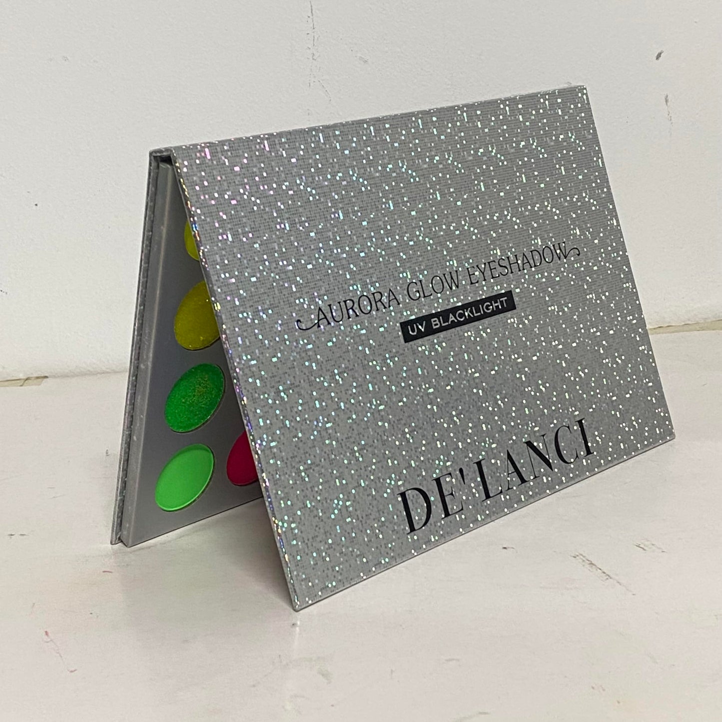 Afflano Neon Makeup Palette - Glow in the Dark Eyeshadow, Highly Pigmented, UV Blacklight Eye Shadow Palette with Red, Orange, Pink Pressed Glitter Eyeshadows