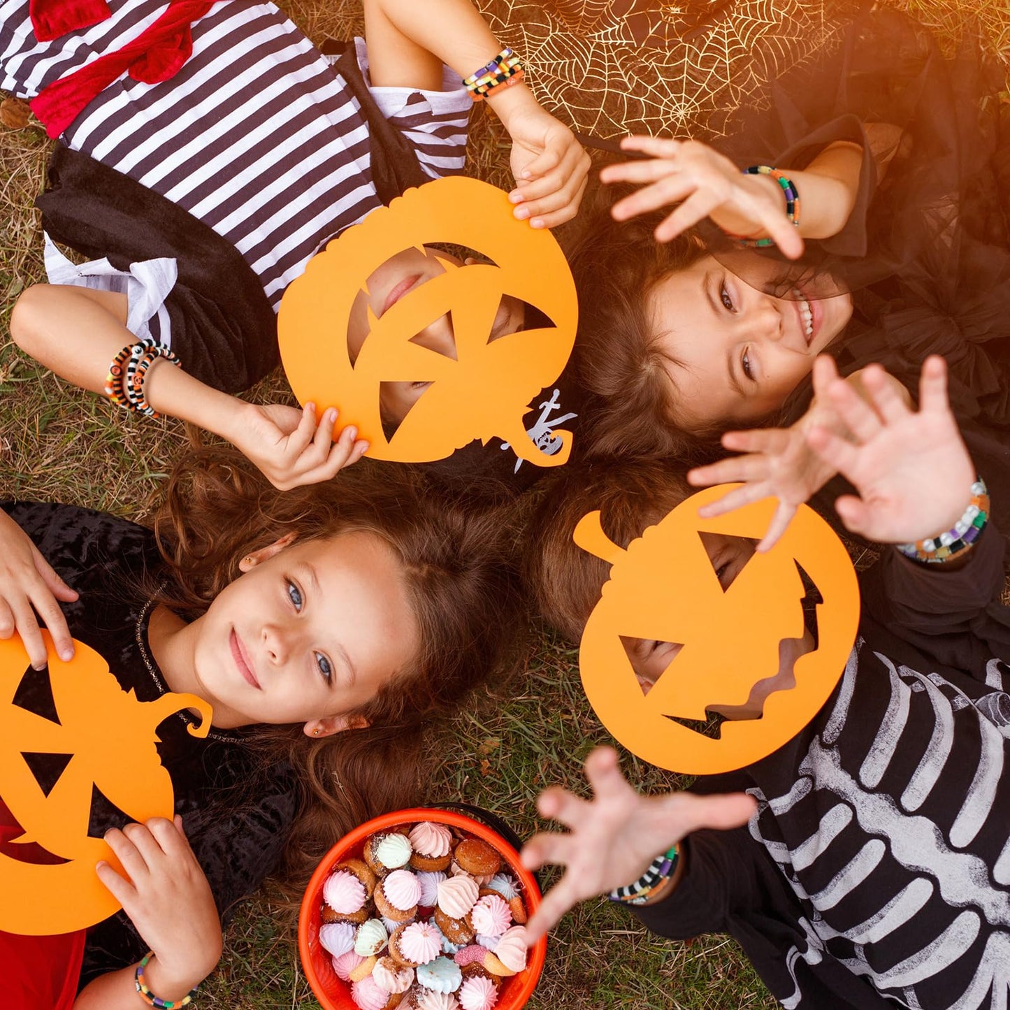 Jadive 48 Pcs Friendship Bracelets Bulk Colorful Adjustable Kids Bracelets Stretch Clay Preppy Surfer Beaded Halloween Christmas Girl Boys Party Favors Jewelry Gift Set, Various Styles(Ghost)