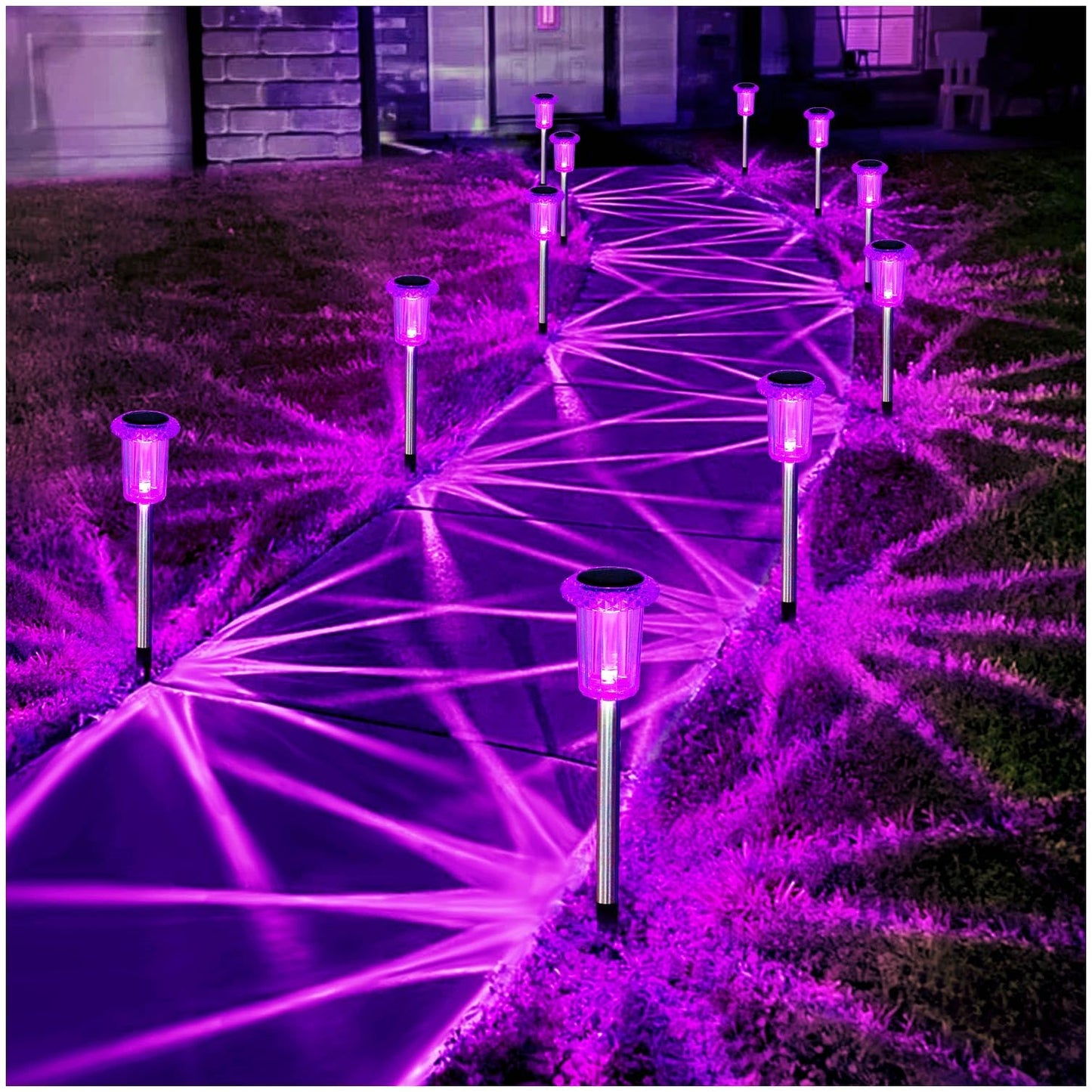 Gorrzai Halloween Solar Lights Outdoor 10 Pack Solar Pathway Lights Outdoor Halloween Decorations Waterproof Yard Lighting for Driveway Garden Walkway Path Landscape Lawn