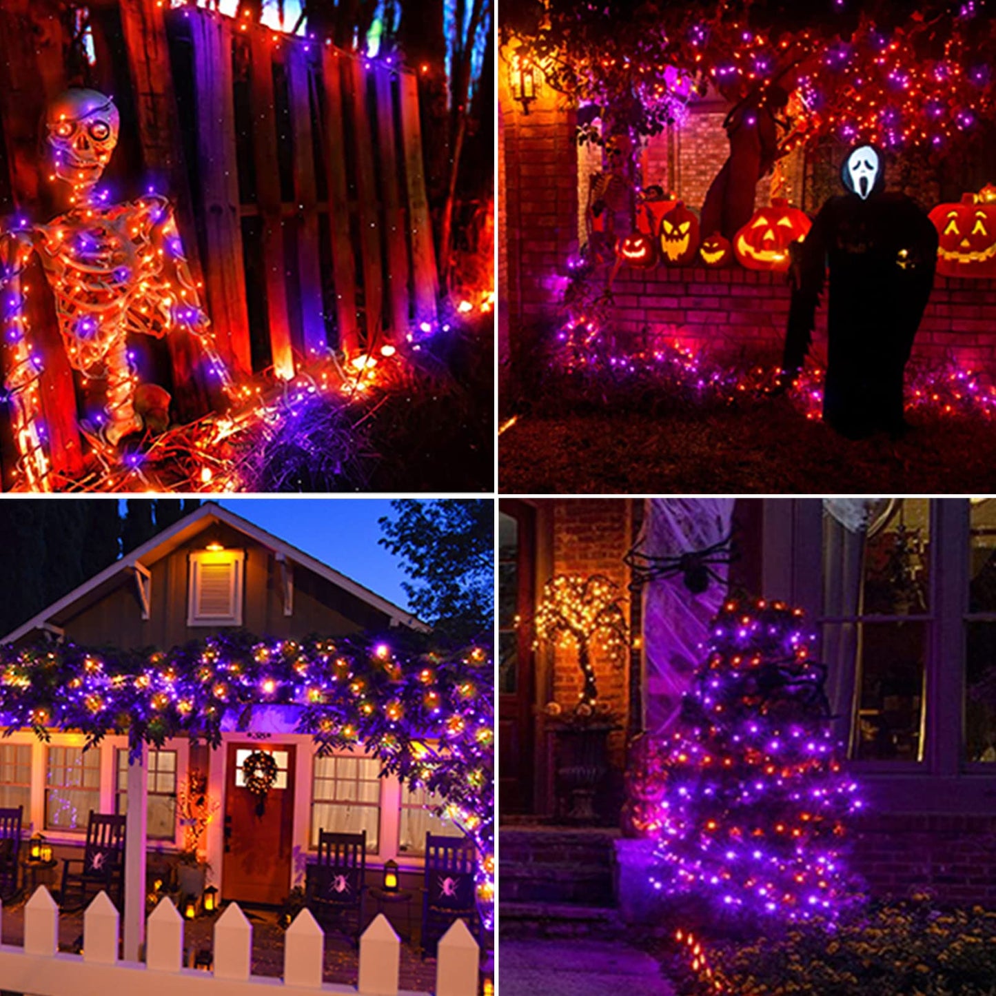 iBaycon 2 Pack 50 LED Battery Halloween Lights, 16.4ft Battery Operated Halloween Lights, Orange Purple Waterproof Twinkle Fairy Lights with 8 Modes & Timer for Indoor Outdoor Halloween Decorations