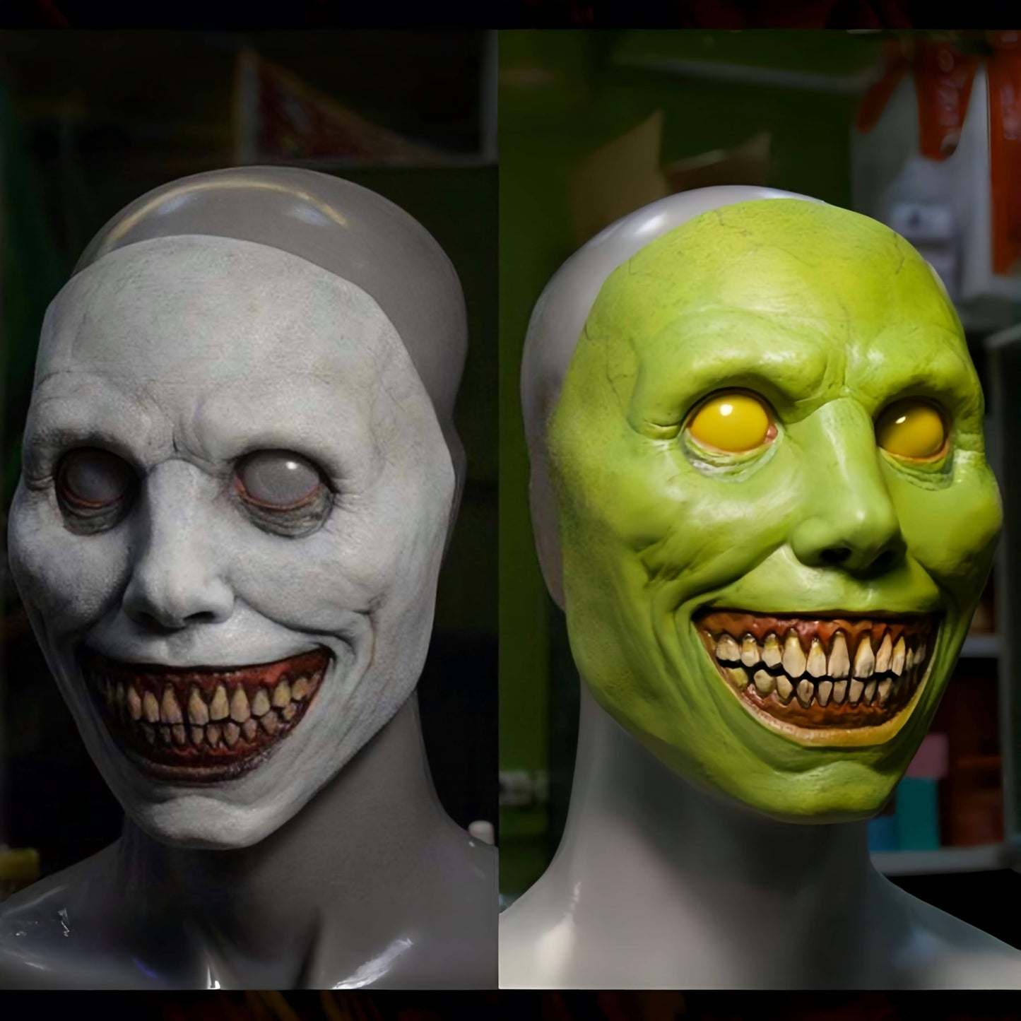 Aerkersun Scary Halloween Mask for Adults, Realistic and Durable Natural Latex Creepy Horror Mask for Cosplay and Halloween Party (White eyed demon)