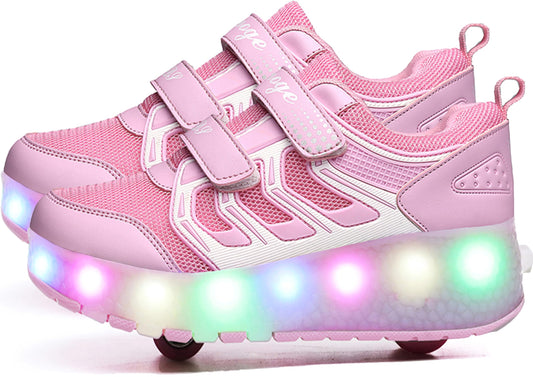 AIkuass Roller Shoes Sneakers LED Light Up Rechargeable Wheel Shoes As Gift for Girls Women