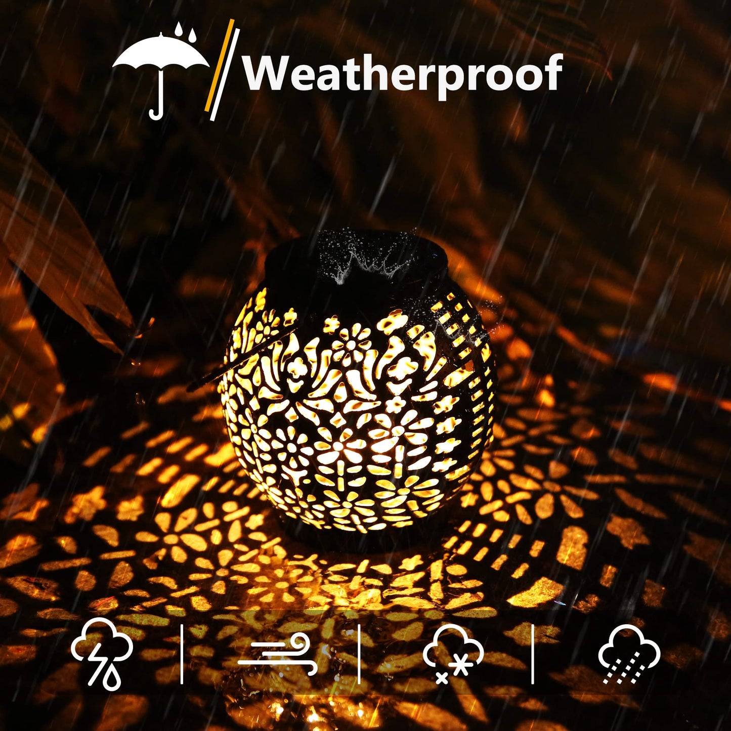 Brizled Solar Lantern Lights, 2 Pack Outdoor LED Hanging Lantern Lights with Star Projection, Warm White Solar Garden Lighting Retro Table Lanterns Light Waterproof for Garden Patio Courtyard Path