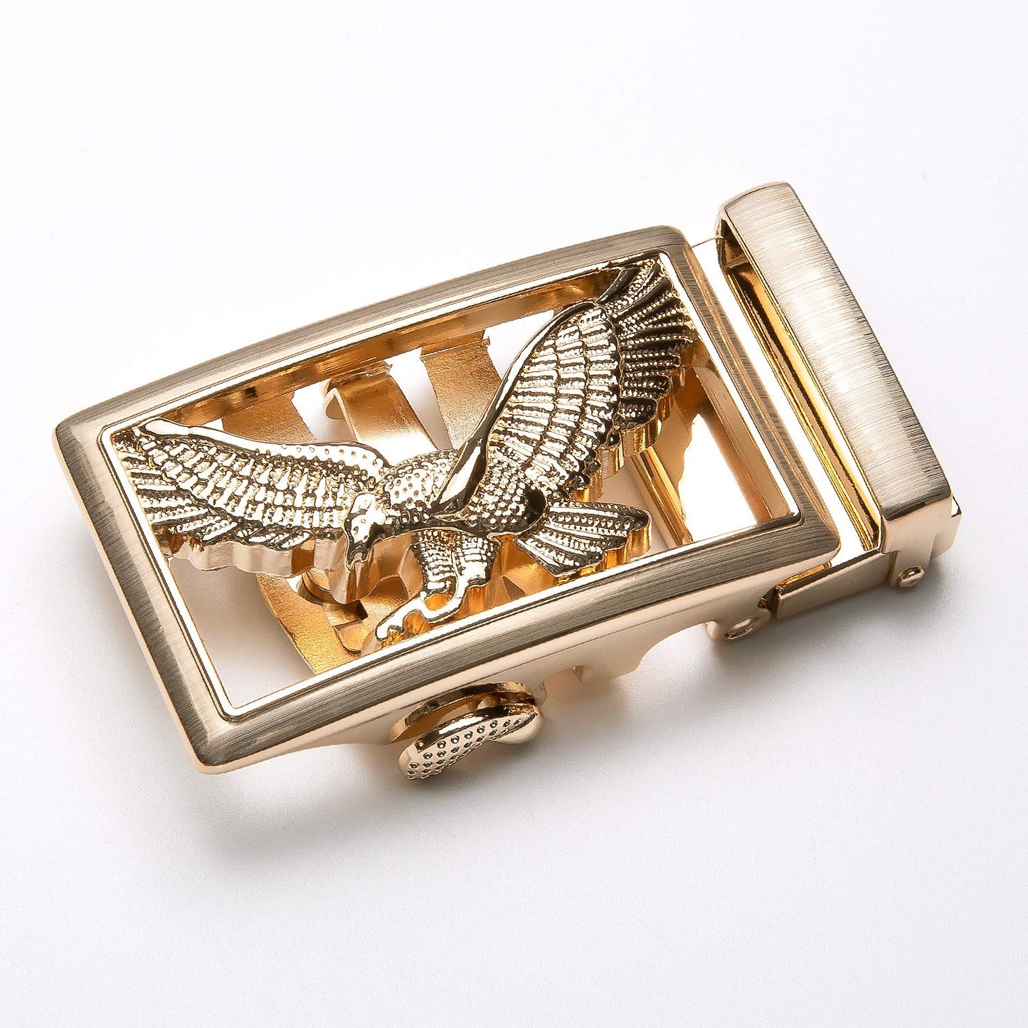 Barry.Wang Mens Burgundy Belt Genuine Leather with Gold Eagle Buckle Design Wedding Luxury Gift Adjustable