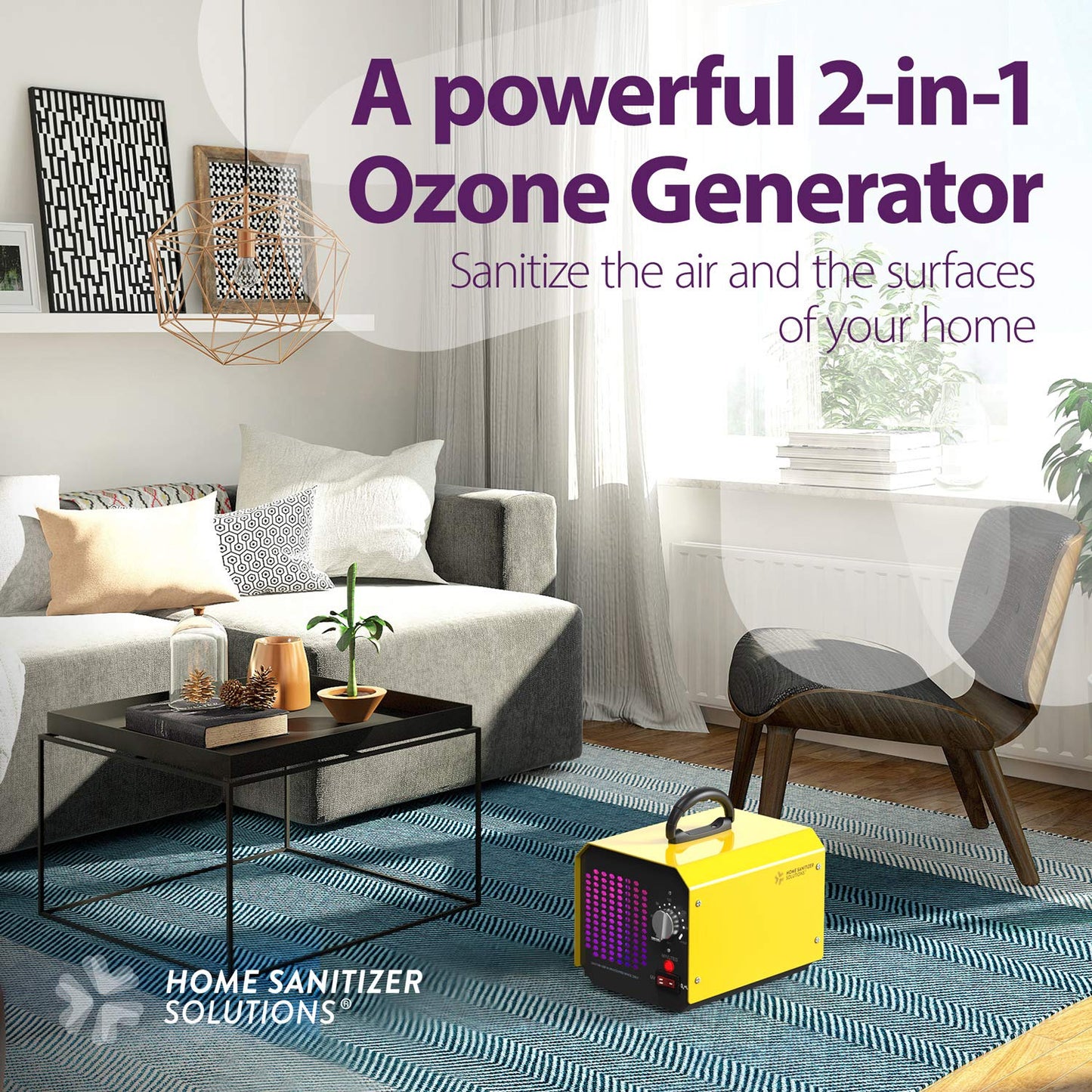 Home Sanitizer Solutions Ozone Generator for Home and Commercial Use -10,000mg/h, O3 Air Purifier and Ionizer Machine