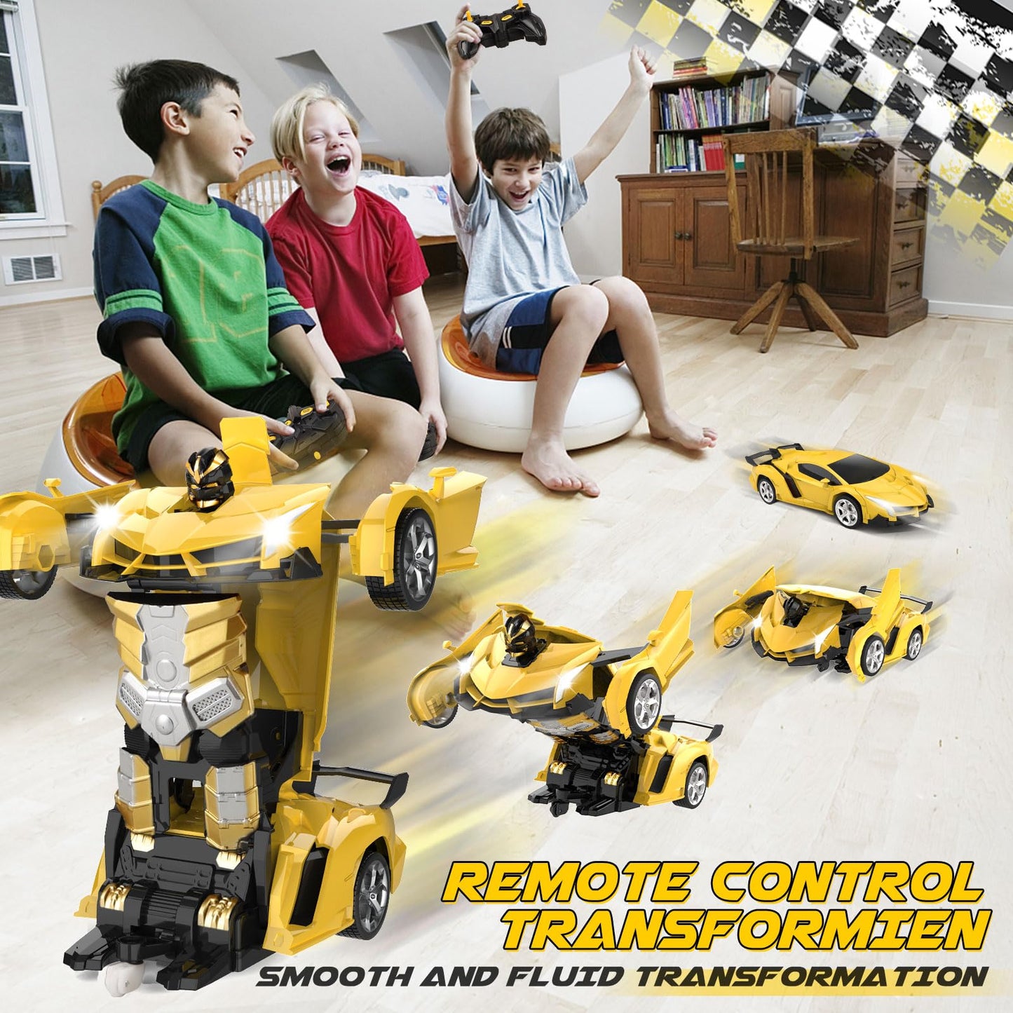 Britik Transform Remote Control Car Toy for Kids 4 5 6 7 8, Remote Control Car for Boys 4-7, Transform Cars for Boys 4-6, Toy Car 5 Year Old Boy, Toys for 3 4 5 6 7 8 9 10 11 12 Years Old Boy