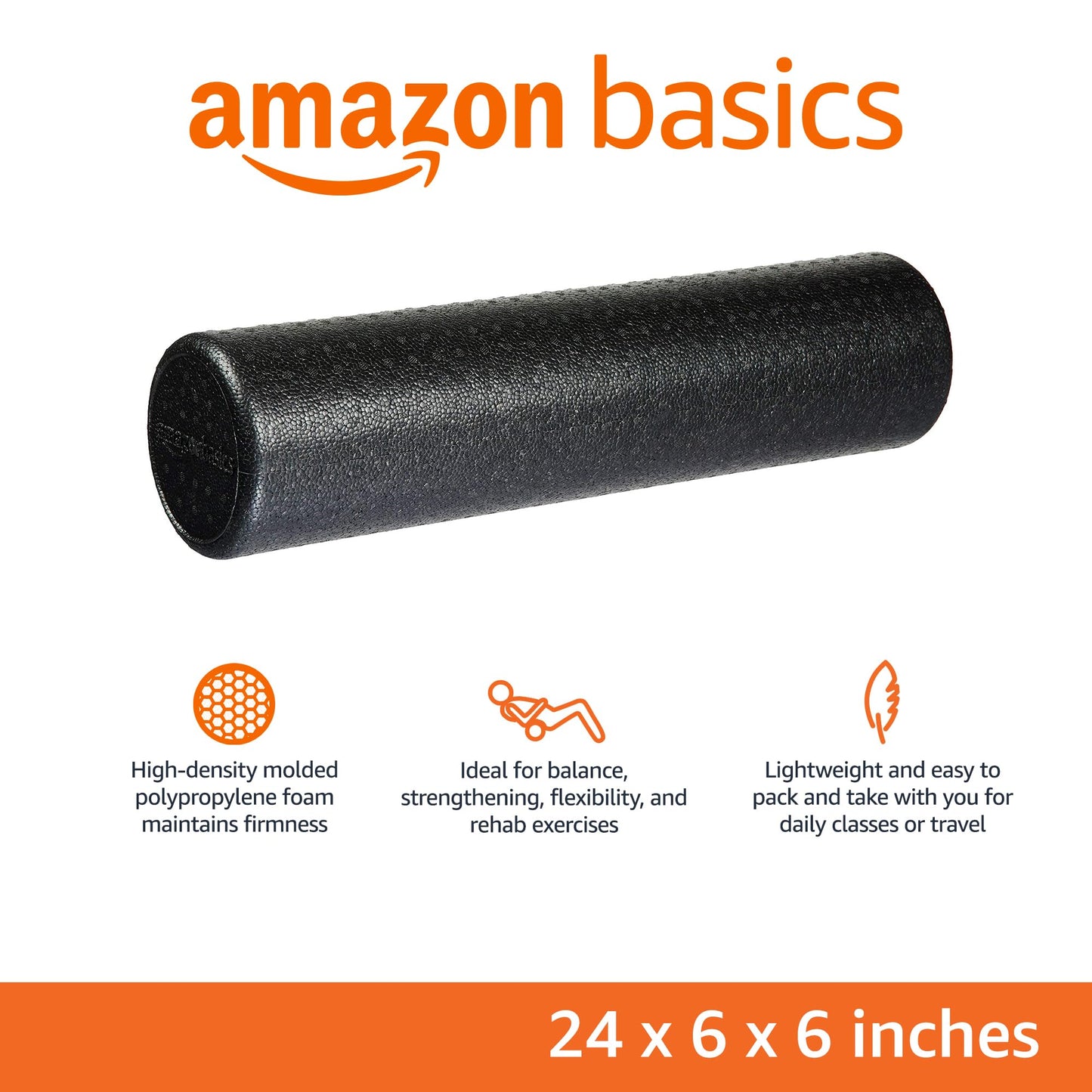 Amazon Basics High Density Foam Roller for Exercise and Recovery, 24 Inches, Black