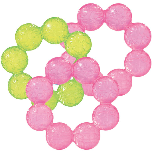 Infantino Water Teethers – Sensory Exploration and Teething Relief, Cooling Relief for Teething Babies, Lime & Pink, 3-Pack