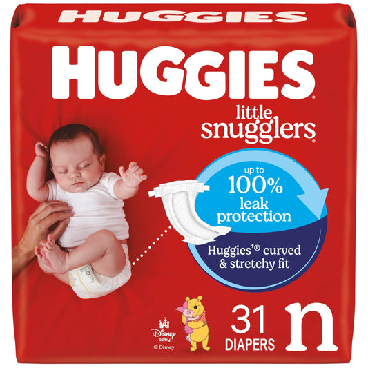 Huggies Size Newborn Diapers, Little Snugglers Baby Diapers, Size Newborn (up to 10 lbs), 31 Count, Packaging May Vary