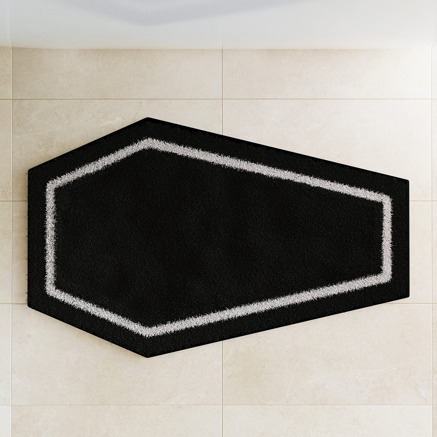 WITTIZA Coffin Bath Mat Halloween Rug - Black Gothic Home Decor for Bathroom Bedroom Kitchen Room Coffins Door Horror Gift Spooky Gifts Wednesday Addams