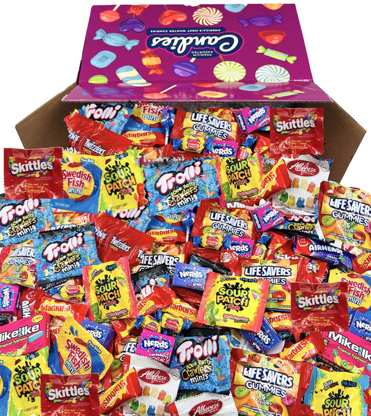 HUGE Assorted Candy PARTY MIX BOX 6.50 LBS/104 OZ Over 255 Individually Wrapped Candies of All Time America's Most (104)