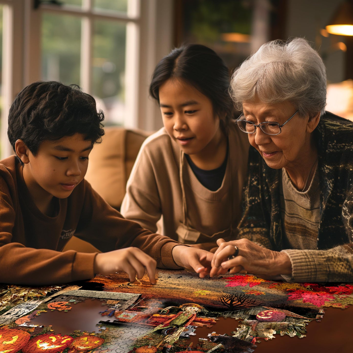 White Mountain Jack O Lanterns Halloween Puzzles 1000 Pieces Pumpkin Puzzle for Fall and Autumn