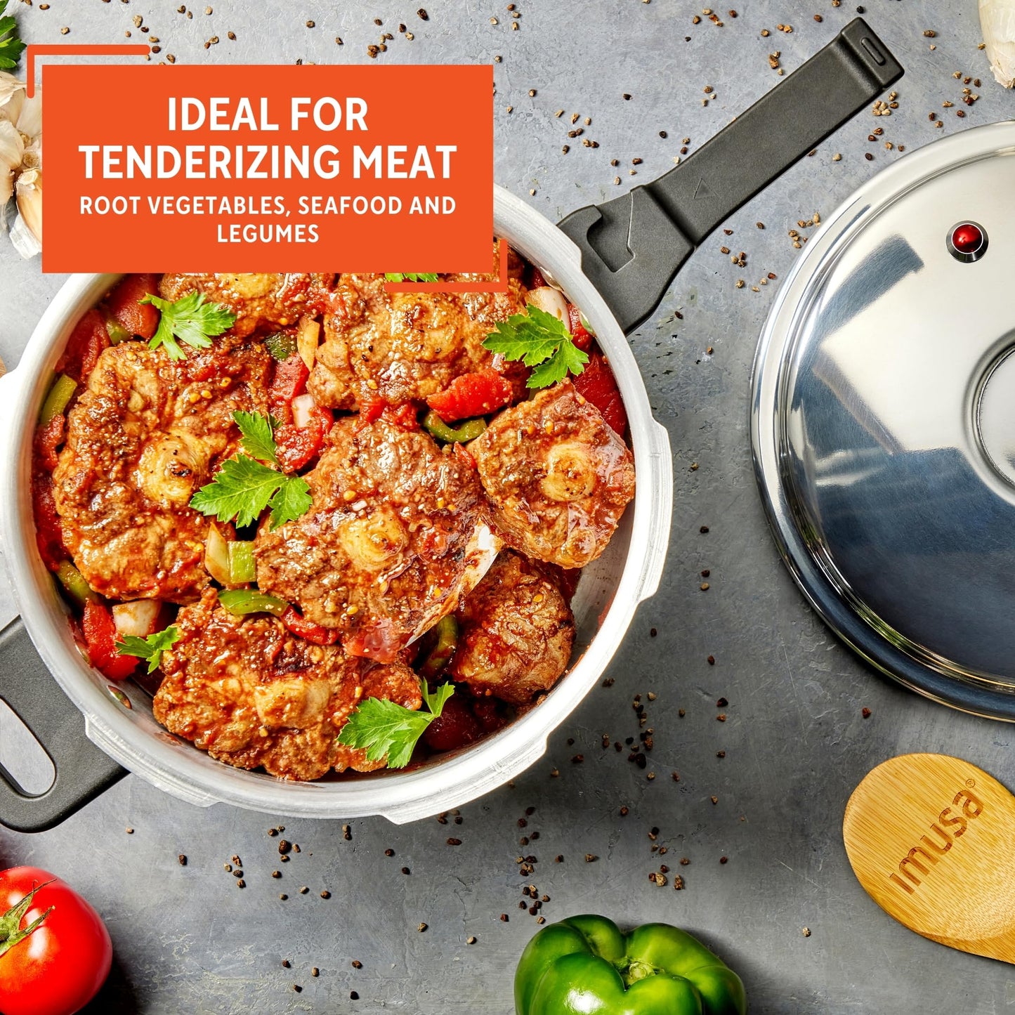 IMUSA USA A417-80801W Stovetop Aluminum Pressure Cooker 7.0-Quart,Silver