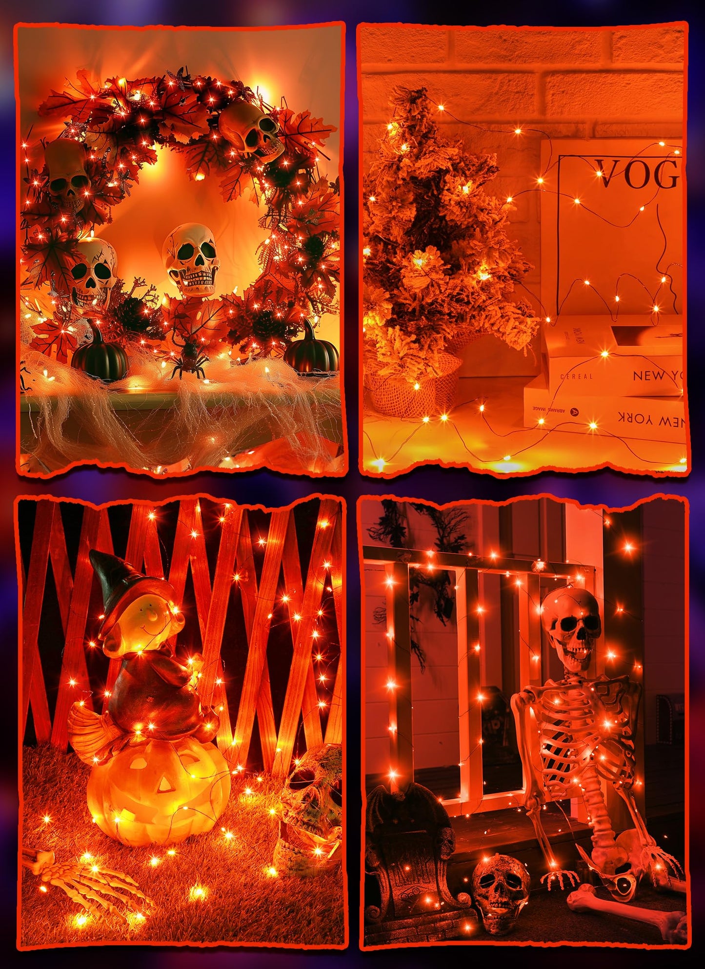 5 Pack Fairy Lights Battery Operated, 7 Feet 20 Led String Lights with Timer, Waterproof Firefly Lights for Party Haunted House Indoor Outdoor Halloween Decorations, 6 Hours on/18 Hours Off, Orange