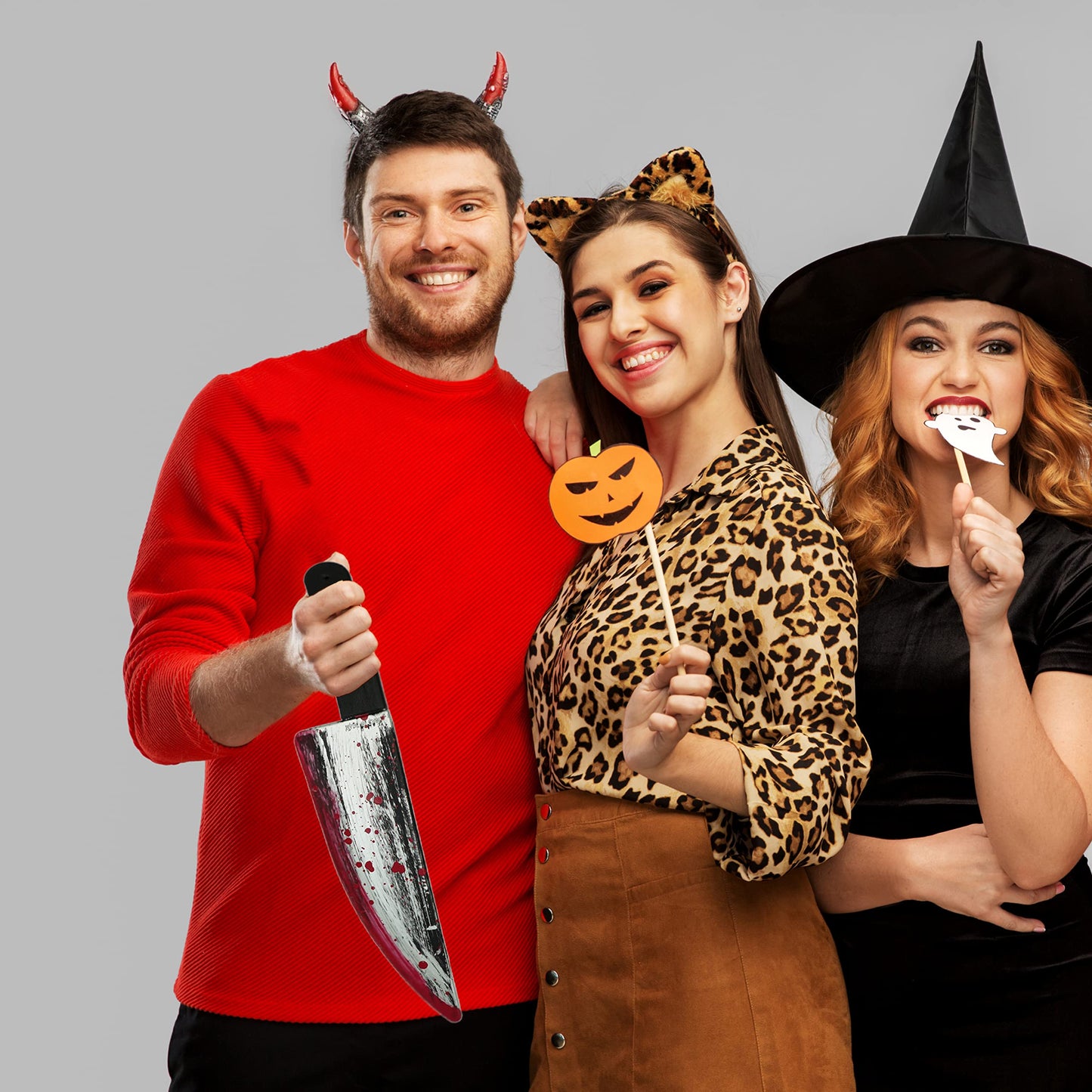 4E's Novelty 16 Inch Large Fake Knife Prop, Plastic Halloween Prop Knife Toy for Costume Accessories Such As Scary Clown, for Kids & Adults