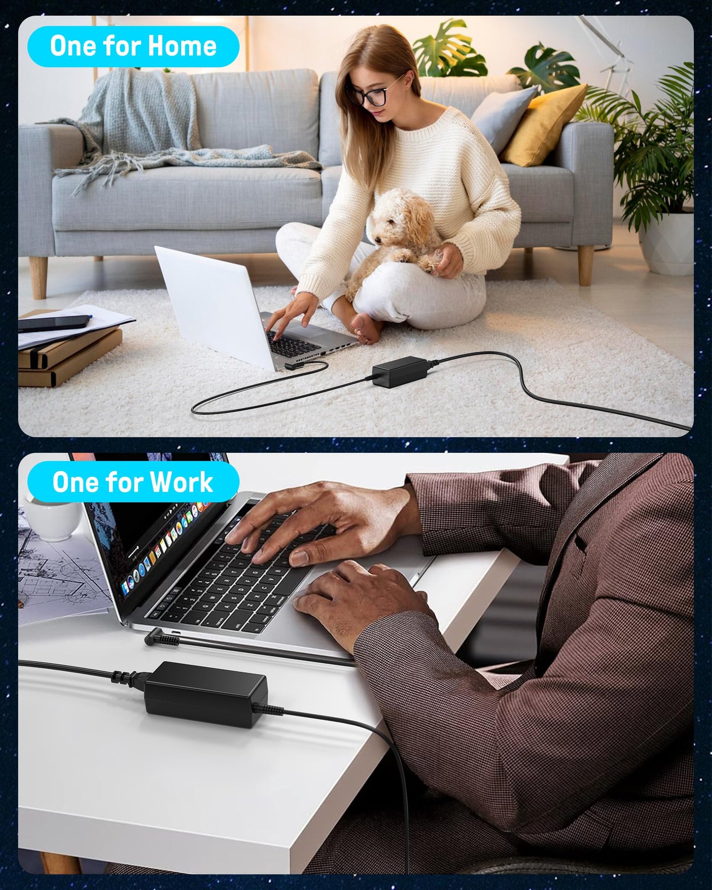 45W Charger Compatible with HP Laptop Charger, Blue Tip, Pavilion x360 11 13 15, Zbook 14u G4 G5 15u 15 G3, Notebook 15, Stream 13 11 14 AC Adapter with Power Cord