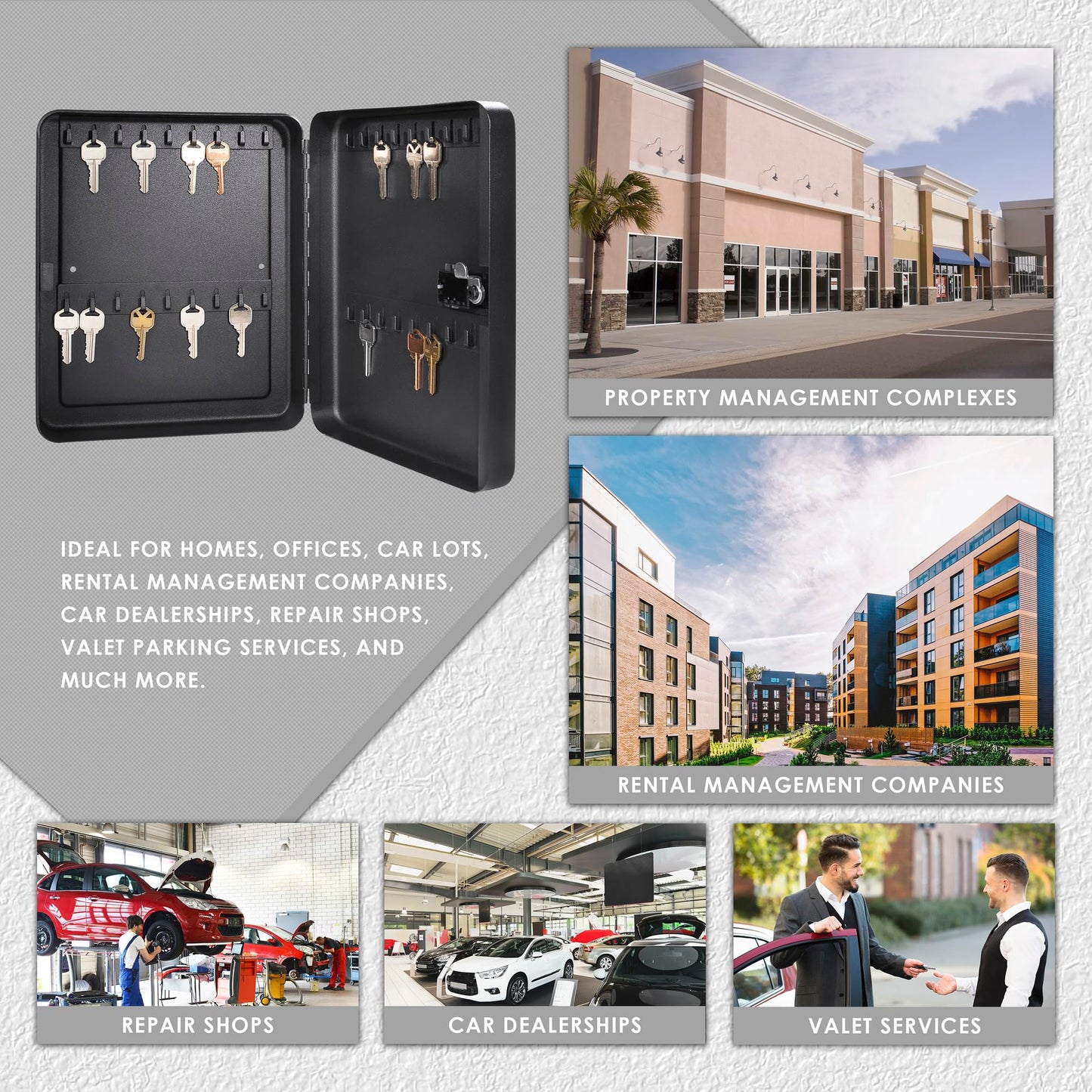 Barska Wall Mount Key Cabinet with Combination Code β Steel Locking Key Organizer Box for Home, Office, Business, Rental Property, and Commercial Use