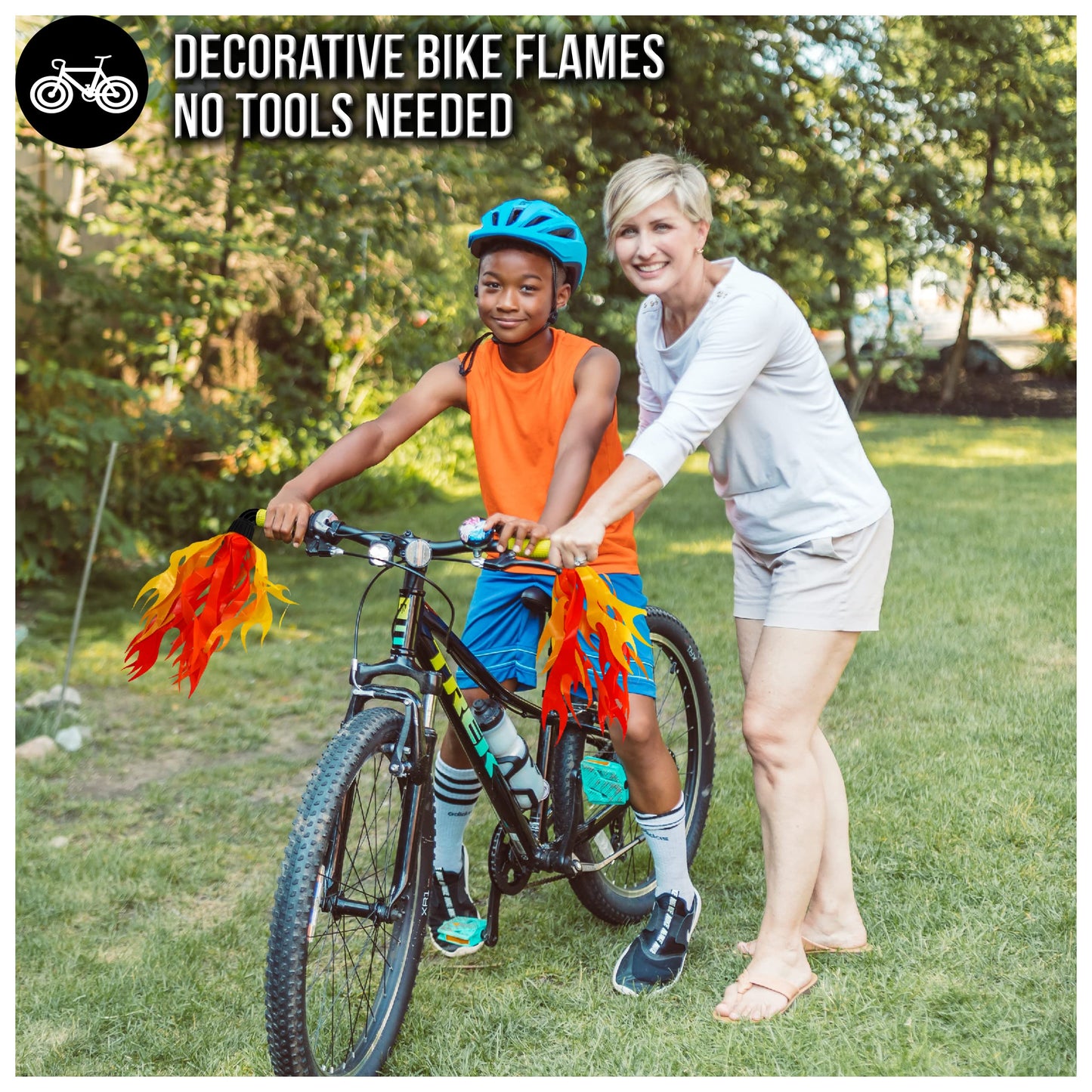 Iconikal Bicycle Scooter Handlebar Flame Streamers, 10-Inch Kids Bike Streamers, Easy Install