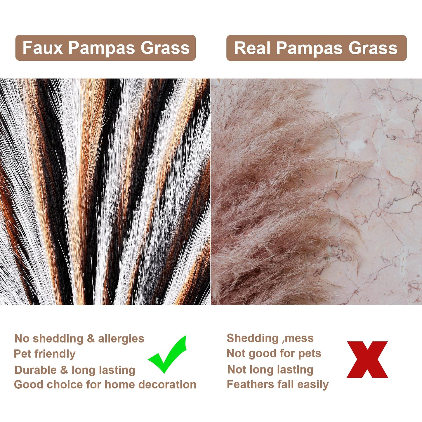 Acfruits Pampas Grass Small, Black&White&Orange 30 Pcs 17" Faux Pampas Grass Short Decor, Pompas Grass Flower Arrangement and Vase Filler for Halloween Decoration