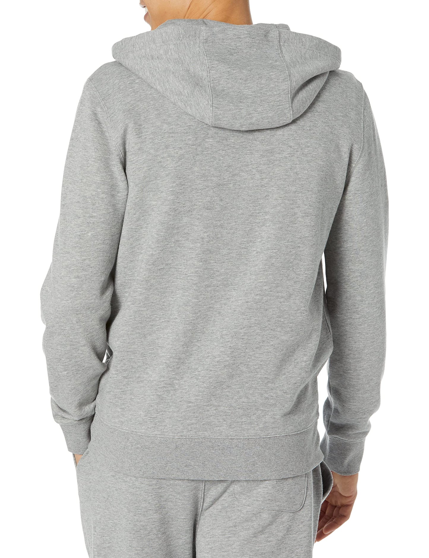 Amazon Essentials Men's Long-Sleeve French Terry Full-Zip Hoodie (Available in Big & Tall), Grey Heather, Large