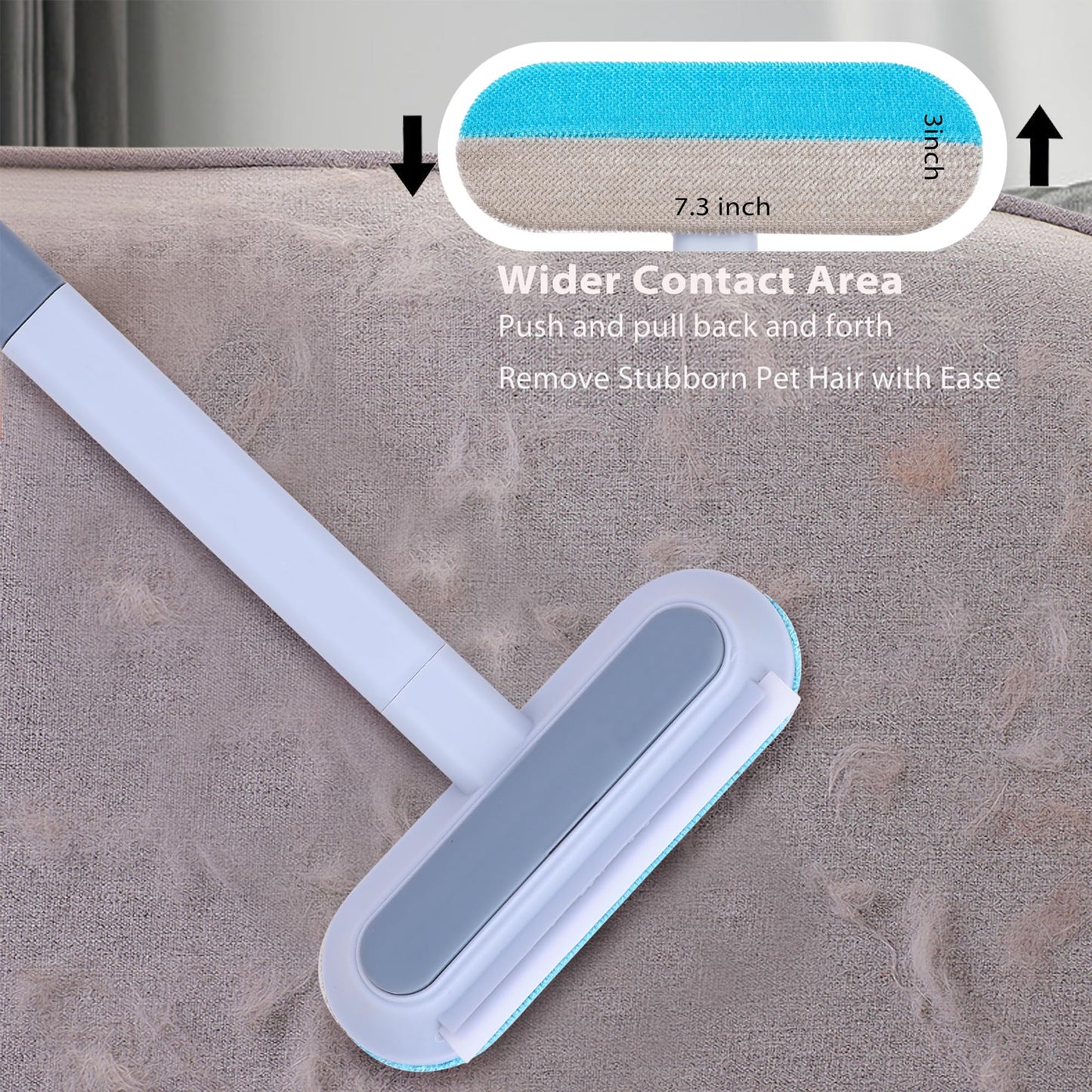 HappyLong Pet Hair Remover for Furniture, Reusable, Washable Lint Brush for Dog and Cat Hair - 17.3Inch Extendable, Gentle on Couches, Carpets, Clothes, Bedding