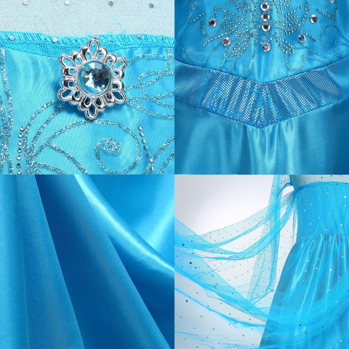AHLPO Elsa Dress for Girls Princess Dress Up Halloween Cosplay Elsa Costume Fancy Dress Birthday Outfit with Accessories