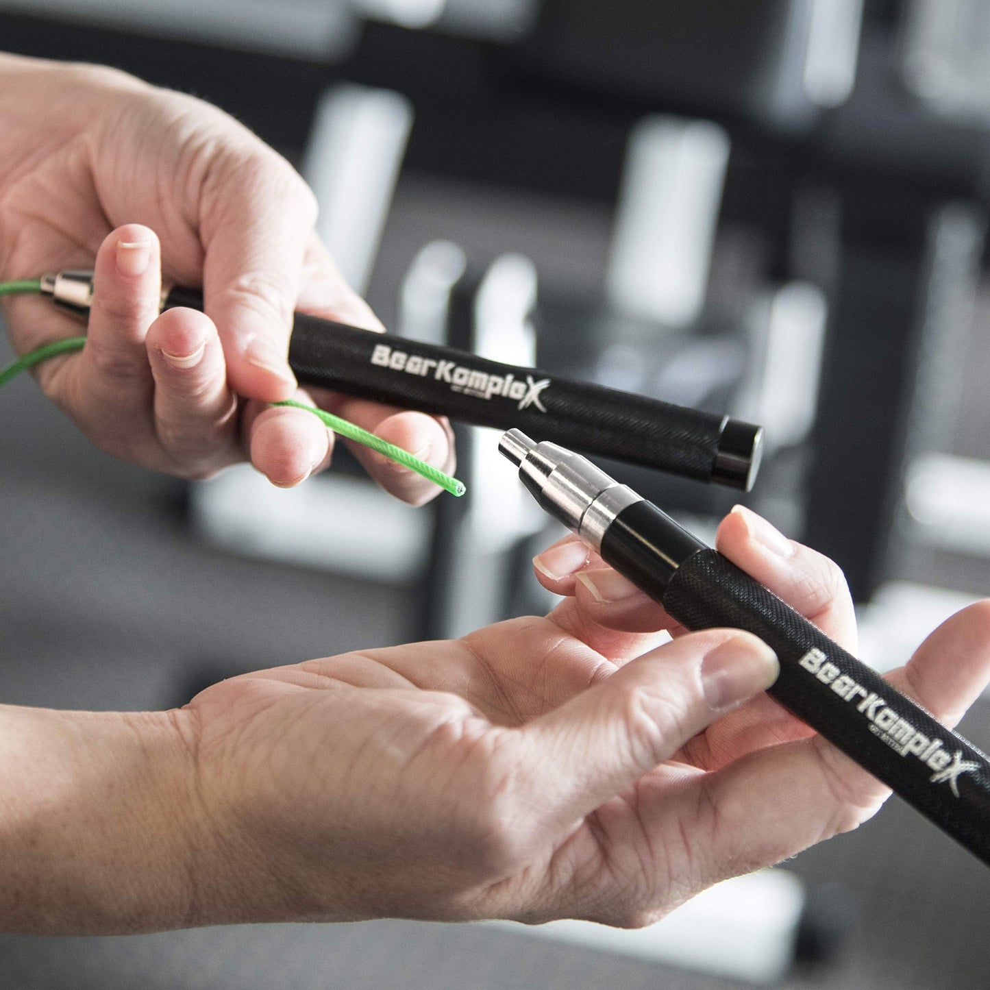 Bear KompleX - Speed Jump Rope - Adjustable Cross Training Boxing Fitness, Tangle-Free Skipping Rope Steel Cable 360° Swivel Bearings, Lightweight Aluminum Handles - Professional Size, Black Ice Color