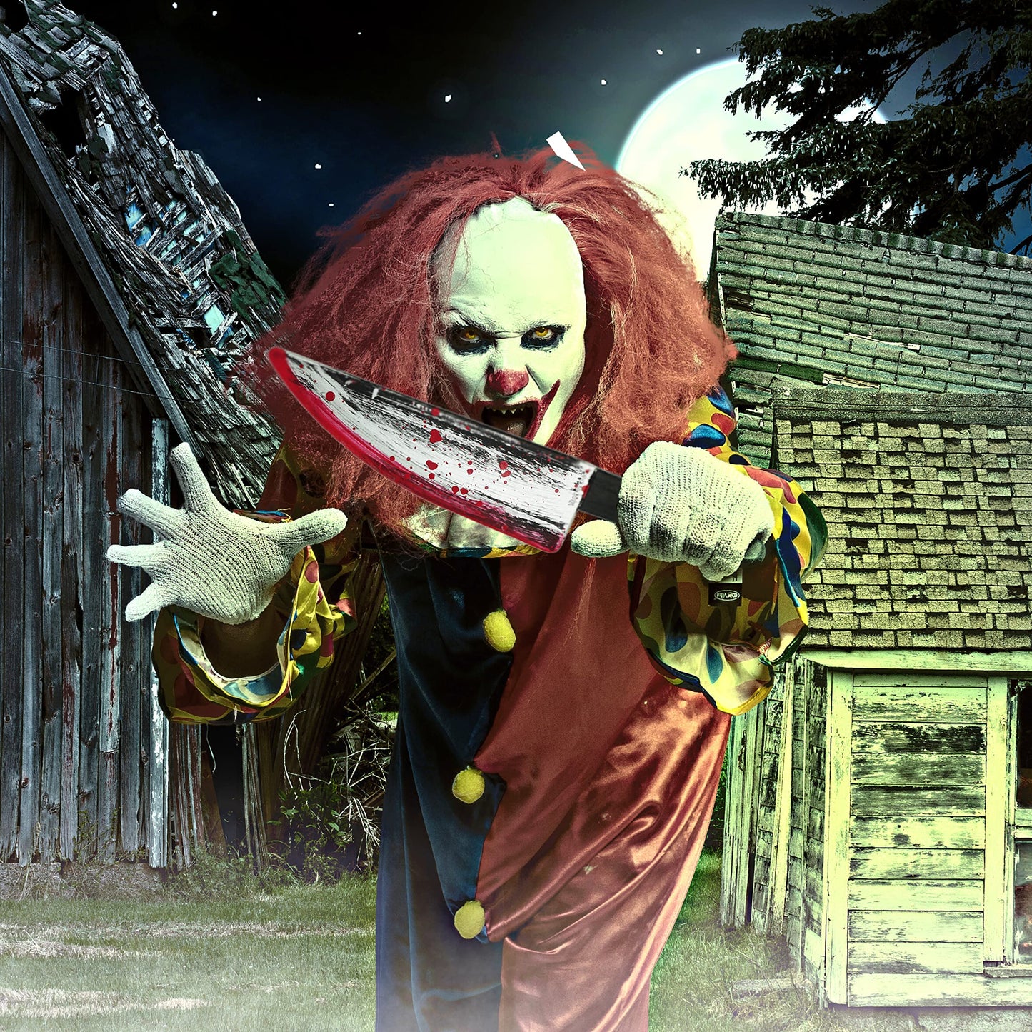 4E's Novelty 16 Inch Large Fake Knife Prop, Plastic Halloween Prop Knife Toy for Costume Accessories Such As Scary Clown, for Kids & Adults