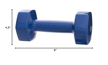 Amazon Basics Vinyl Coated Dumbbell Hand Weights, 12 Pounds, Pair, Blue