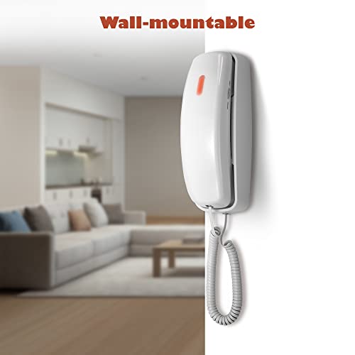 AT&T TRIMLINE 213 Corded Home Phone with Extra Big Buttons & Visual Ringer. No AC Power Required, Improved Easy-Wall-Mount, Lighted Keypad, 10 Speed Dial Keys, Volume Control, Senior Friendly. White