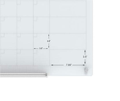 Audio-Visual Direct Magnetic Glass Dry Erase Board Set (3' x 2', Calendar White) for Wall - Monthly Planner
