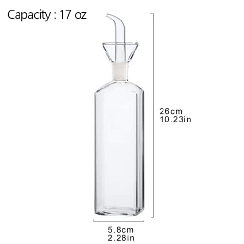 Belicheto Glass Olive Oil Dispenser - No Funnel Needed, Easy Refill with Pourers - Clear Vinegar Dispenser Bottle Olive Oil Carafe Decanter for Kitchen BBQ (17oz/500ml)