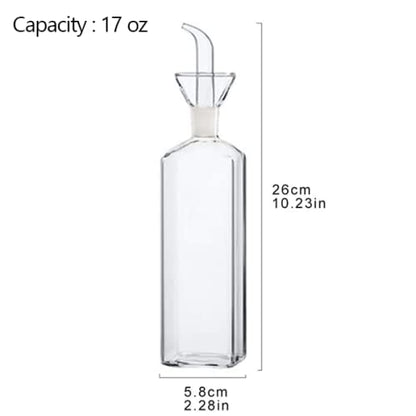 Belicheto Glass Olive Oil Dispenser - No Funnel Needed, Easy Refill with Pourers - Clear Vinegar Dispenser Bottle Olive Oil Carafe Decanter for Kitchen BBQ (17oz/500ml)