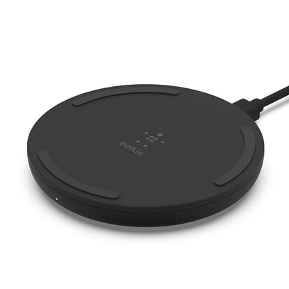 Belkin Quick Charge Wireless Charging Pad - 10W Qi-Certified Charger Pad for Apple iPhone, Samsung Galaxy, Pixel, Airpods Pro & More, Charge While Listening to Music, Streaming Videos - Black (No PSU)