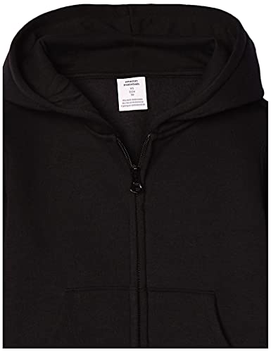 Amazon Essentials Girls' Fleece Zip-Up Hoodie Sweatshirt, Black, Medium