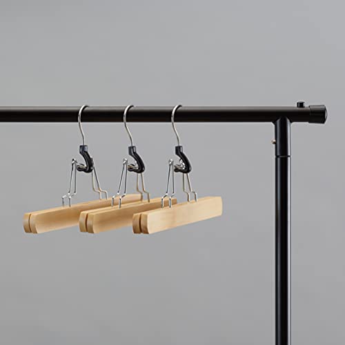 Amazon Basics Sturdy Wooden Pants Hangers - Natural, 10-Pack