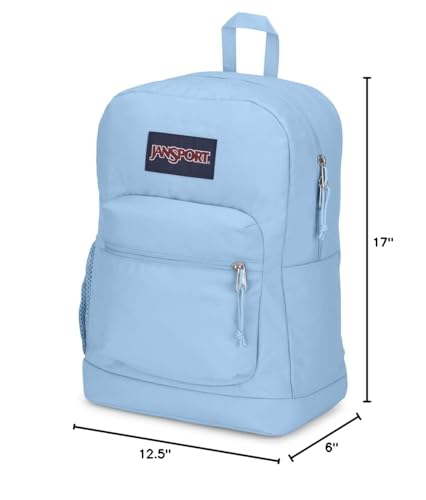 JanSport Cross Town Plus Backpack - Large Main Compartment, Side Water Bottle Pocket, 15-Inch Padded Laptop Sleeve - Blue Dusk