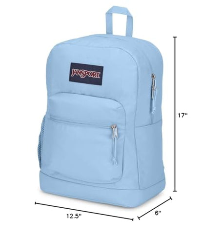 JanSport Cross Town Plus Backpack - Large Main Compartment, Side Water Bottle Pocket, 15-Inch Padded Laptop Sleeve - Blue Dusk