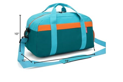 HawLander Kids Duffle Bag for Boys or Girls, Fit School Practice, or Overnight Travel (Blue Green)